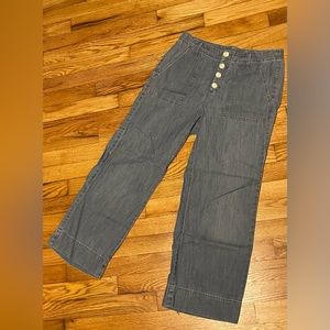 J Jill Jeans button-front, cropped, loose leg jeans in cotton/tencel.